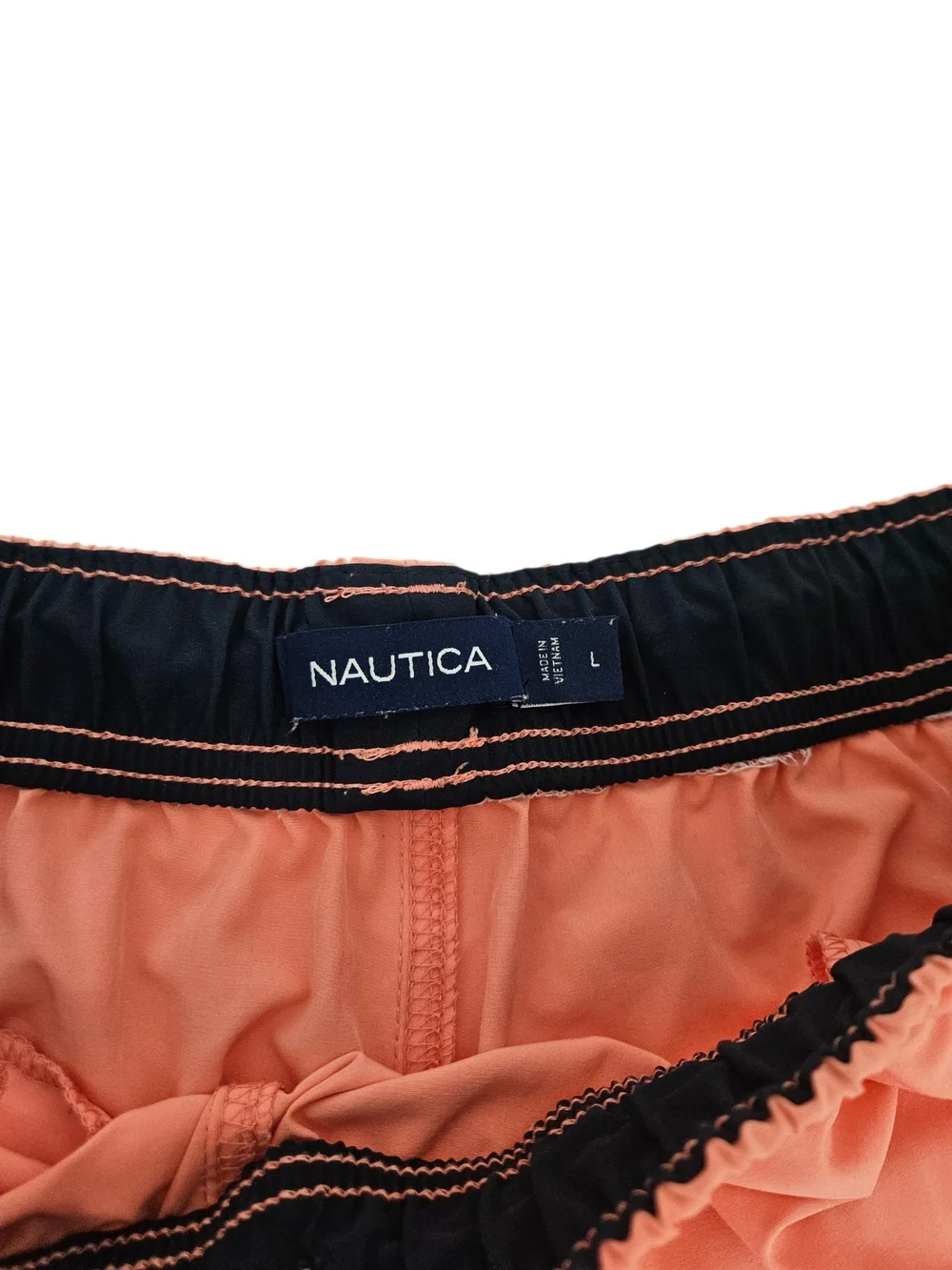 Nautica Men's L Swim Shorts Coral Pink Salmon Board Shorts Drawstring Preppy Coa